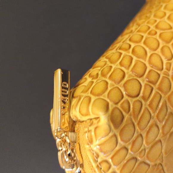 Staud Caramel Croc Leather Pouch - Picture 3 of 6